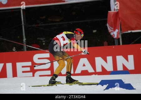 Viessmann Werbebanden FIS NORDISCHE SKI-WELTMEISTERSCHAFT 2015 in Falun, Schweden am 28.02.2015 Stockfoto