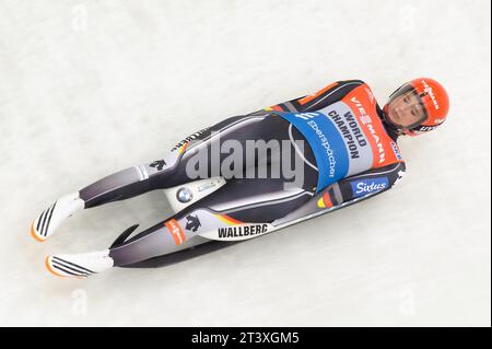 Natalie Geisenberger Aktion Viessmann Rodel Welt Cup in Igls, Oesterreich am 28.11.2015 Stockfoto