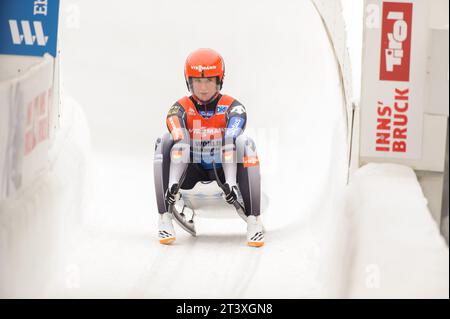 Natalie Geisenberger Aktion Viessmann Rodel Welt Cup in Igls, Oesterreich am 28.11.2015 Stockfoto