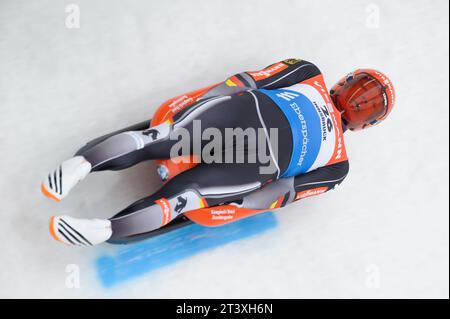 Felix Loch Aktion Viessmann Rodel Welt Cup in Igls, Oesterreich am 29.11.2015 Stockfoto