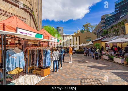 Stände in den Rocks Markets, The Rocks, Sydney, NSW, Australien Stockfoto