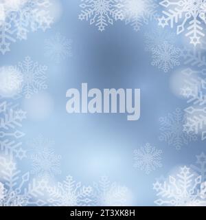 Winter Schnee Hintergrund mit Schneeflocken und Funken. Schnee auf blauem Hintergrund. Stock Vektor