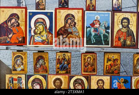 Bulgarien. Ikonen zum Verkauf in Sofia. Stockfoto