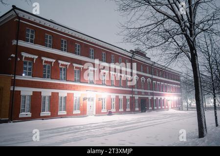 Verschneite Stadtlandschaft von Turku, Finnland Stockfoto