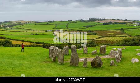 Megalithkreis von Drombeg, der Altar des Druiden, Rosscarbery, etwa aus dem Jahr 150 n. Chr., Irland, Vereinigtes Königreich. Stockfoto
