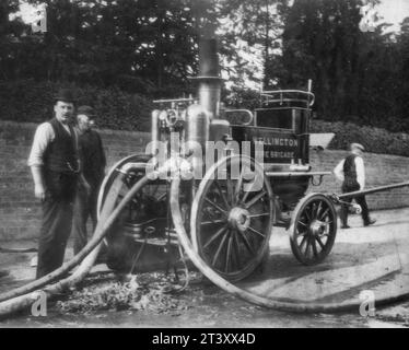 Pferdegezogene Shand Mason & Co. Dampffeuerwehrmaschine Großbritannien 1890 Stockfoto