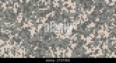 Pixel Camouflage Morpat nahtloses Muster für die Wüste. Digitales Mosaikcamo mit quadratischer Textur. Vektorhintergrund Stock Vektor