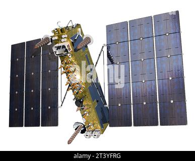 GLONASS-K2 moderner Navigationssatellit isoliert. 3D-Rendering Stockfoto