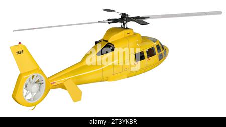 Nahaufnahme eines ferngesteuerten Hubschraubers, isoliert auf weißem Hintergrund, Hubschrauber isoliert. Stockfoto