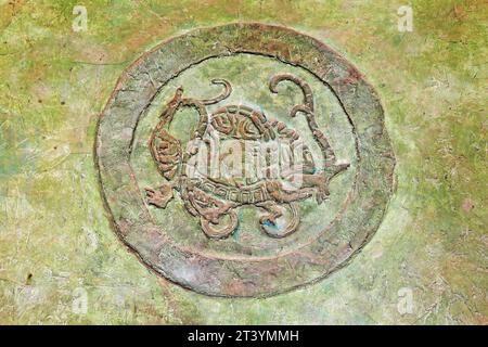 PEKING - 22. DEZEMBER: Das primitive Simplicity dekorative Muster an der Wand, im Kaiserlichen Ahnentempel, 22. Dezember 2013, Peking, China. Stockfoto