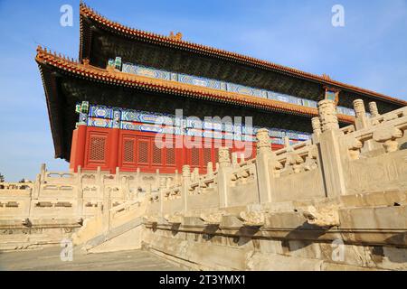 PEKING - 22. DEZEMBER: Die traditionelle chinesische Landschaftsarchitektur im Kaiserlichen Ahnentempel, 22. Dezember 2013, Peking, China. Stockfoto