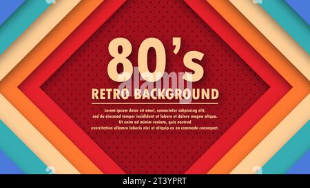 Abstrakter Retro-Hintergrund aus den 1980er Jahren mit geometrischem Element. Vintage-Design im futuristischen Retro-Stil. Vektorillustration im Funky-Stil. Stock Vektor