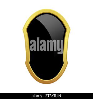 Schwarzes Schild mit glänzend goldfarbenem Rahmen. Exklusives VIP-Logo-Design. Vektor-Clipart-Illustration. Transparenter Hintergrund. Stock Vektor