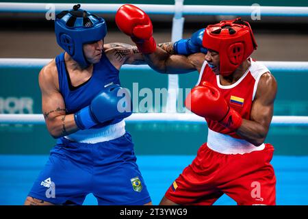 Santiago, Brasilien. Oktober 2023. CHILE - SANTIAGO - 10/27/2023 - PAN AMERICAN GAMES SANTIAGO 2023, BOX - brasilianischer Athlet Beatriz Ferreira, im Finale des Boxwettbewerbs, Kategorie 60 kg, im Olympischen Trainingszentrum während der Pan American Games Santiago 2023. Foto: Gabriel Heusi/AGIF (Foto: Gabriel Heusi/AGIF/SIPA USA) Credit: SIPA USA/Alamy Live News Stockfoto