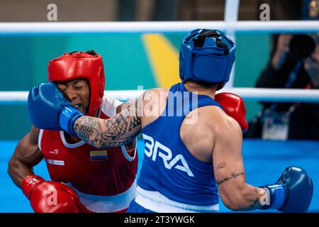 Santiago, Brasilien. Oktober 2023. CHILE - SANTIAGO - 10/27/2023 - PAN AMERICAN GAMES SANTIAGO 2023, BOX - brasilianischer Athlet Beatriz Ferreira, im Finale des Boxwettbewerbs, Kategorie 60 kg, im Olympischen Trainingszentrum während der Pan American Games Santiago 2023. Foto: Gabriel Heusi/AGIF (Foto: Gabriel Heusi/AGIF/SIPA USA) Credit: SIPA USA/Alamy Live News Stockfoto