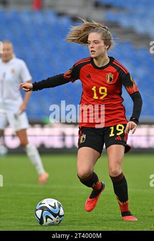 Deinze, Belgien. Oktober 2023. Valesca Ampoorter (19) aus Belgien, dargestellt während eines Freundschaftsspiels zwischen den Nationalfrauen unter 23 Mannschaften aus Belgien, genannt die roten Flammen, und Norwegen am Freitag, den 26. Oktober 2023 in Deinze, Belgien. Quelle: Sportpix/Alamy Live News Stockfoto