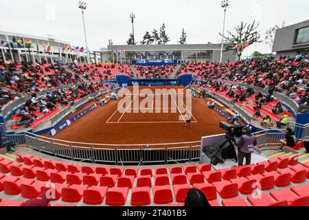 Santiago, Chile. Oktober 2023. Tennis bei den Pan American Games 2023, die am Freitagmorgen (27) auf dem Zentralplatz in Santiago de Chile stattfinden. Laura Picossi (BH) x Jamie Loeb (USA) Credit: Celso Pupo/FotoArena/Alamy Live News Stockfoto