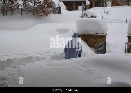 Immagine della storica nevicata del 2012 nel Montefeltro Stockfoto