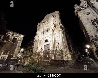 Italien, Sizilien, Catania, Via Crociferi Straße, San Benedetto Kirche Stockfoto