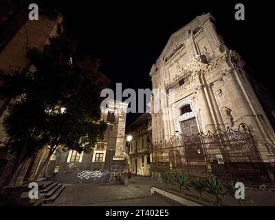 Italien, Sizilien, Catania, Via Crociferi Straße, San Benedetto Kirche Stockfoto