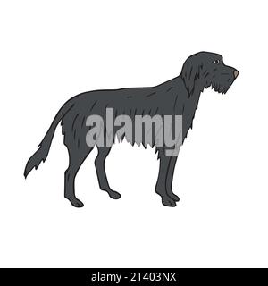 Vektor Hand gezeichnete Kritzelskizze farbiger Wolfshund Hund isoliert auf weißem Hintergrund Stock Vektor