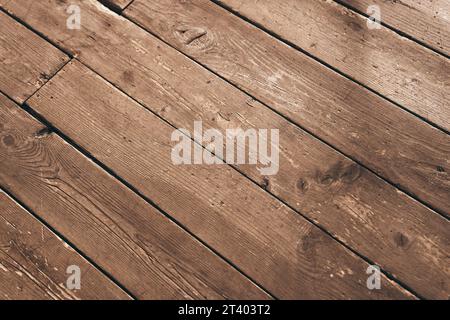 Hintergrundstruktur von Holzbrettern in einem Landhaus auf der Terrasse, mit Platz zum Kopieren. Hochwertige Fotos Stockfoto