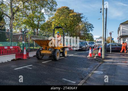 Lynchford Road Roadworks im Oktober 2023 plante das Projekt Farnborough Transport Improvement 70 Wochen in Hampshire, England, Großbritannien Stockfoto