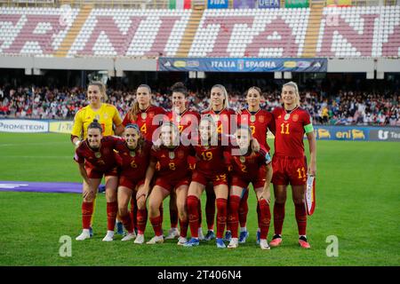 Salerno, Kampanien, Italien. Oktober 2023. Spaniens Mannschaft während des Internationalen Fußballspiels der Womens Nations League; Italien – Spanien; im Stadio Arechi in Salerno, Italien am 28. Oktober 2023 (Foto: © Ciro de Luca/ZUMA Press Wire) NUR ZUR REDAKTIONELLEN VERWENDUNG! Nicht für kommerzielle ZWECKE! Stockfoto