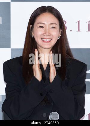 Seoul, Südkorea. September 2023. Die südkoreanische Schauspielerin Choi Ji-woo, Foto-Call für den Filmregisseur von Jung BOM-shik, Film New Normal Press Conference am 27. Oktober 2023 in Seoul, Südkorea. Der Film wird am 8. November eröffnet. (Foto: Lee Young-HO/SIPA USA) Credit: SIPA USA/Alamy Live News Stockfoto