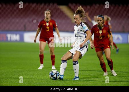 Salerno, Kampanien, Italien. Oktober 2023. Aurora Galli von Italien während des Internationalen Fußballspiels der Women's Nations League; Italien - Spanien; im Stadio Arechi in Salerno Italien am 28. Oktober 2023 (Foto: © Ciro de Luca/ZUMA Press Wire) NUR ZUR REDAKTIONELLEN VERWENDUNG! Nicht für kommerzielle ZWECKE! Stockfoto