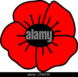 Der Erinnerungsmohn - Mohn Appeal. Mohndesign isoliert auf weiß. Dekorative Vektorblume für den Gedenktag, Memorial Day und Anzac Day in Neuseeland, Australien, Kanada und Großbritannien. Stock Vektor