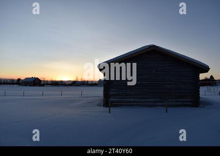 Chalet en laponie Stockfoto