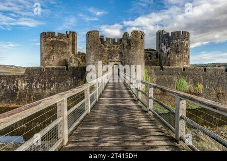 Caerphilly Castle, Caerphilly, Südwales Stockfoto