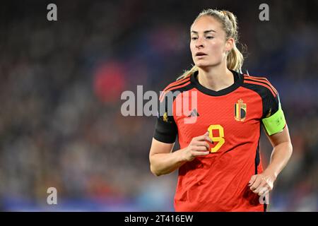 Leicester, Großbritannien. Oktober 2023. Die Belgierin Tessa Wullaert stellte am Freitag, den 27. Oktober 2023, in Leicester, Großbritannien, ein Fußballspiel zwischen England und der belgischen Frauennationalmannschaft The Red Flames, das 3/6. Spiel in der Gruppe A1 der UEFA Women's Nations League 2023-2024, vor. BELGA FOTO DAVID CATRY Credit: Belga News Agency/Alamy Live News Stockfoto