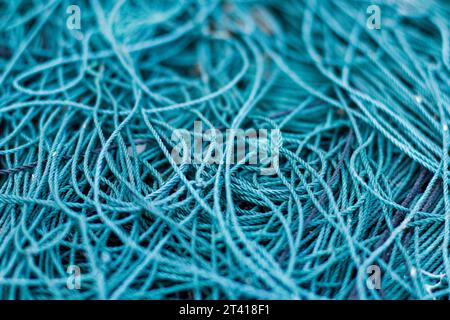Nahaufnahme eines verwickelten Fischernetzes Stockfoto