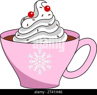 Tasse heiße Schokolade mit Schlagsahne. Stock Vektor