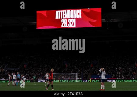 Leicester, Großbritannien. Oktober 2023. Leicester, England, 27. Oktober 2023: Anwesenheitsausschuss beim Fußballspiel der UEFA Womens Nations League zwischen England und Belgien im King Power Stadium in Leicester, England (Natalie Mincher/SPP). /Alamy Live News Stockfoto