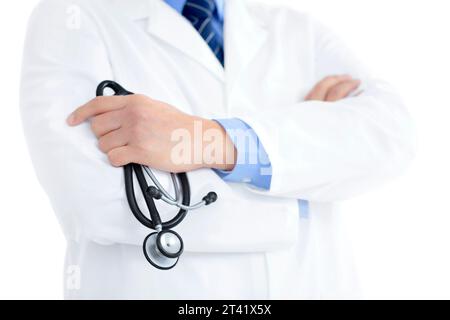 Arzt Holding Stethoskop Stockfoto