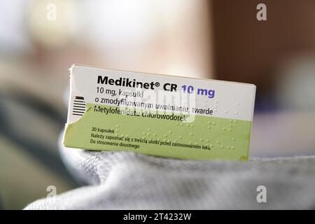 Nahaufnahme einer Arzneimittelpackung Stockfoto