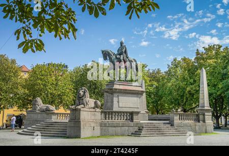 Reiterstatue von Kaiser Wilhelm I., Karlsplatz, Stuttgart, Baden-Württemberg, Deutschland Stockfoto