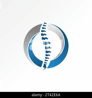 Logo-Design Grafikkonzept kreativer Premium abstrakter Vektor einzigartiger Wirbelknochen auf geschnittenem kreisförmigem Swoosh. Verwandt mit dem gesundheitlichen Physiotherapiesport Stock Vektor