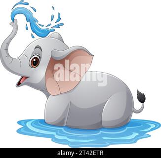 Cartoon niedlicher Elefant, der Wasser sprüht Stock Vektor