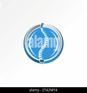 Logo Design Grafik Konzept kreative abstrakte Premium Vektor-Vorrat einzigartige Wirbelsäule Knochen auf Block Kreis Swoosh im Zusammenhang mit Gesundheit Physiotherapie Sport Stock Vektor