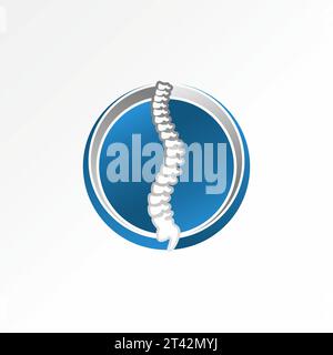 Logo Design Grafik Konzept kreative Premium abstrakte Vektor-Vorrat einzigartige Wirbelsäule Knochen auf Block Kreis Swoosh im Zusammenhang mit Gesundheit Physiotherapie Sport Stock Vektor