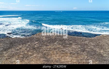 Blick auf den Atlantik vom Leuchtturm Punta Jandia (Faro de la Lola) - Fuerteventura, Kanarische Inseln, Spanien, Atlantik, Europa. 21.09.2023 Stockfoto