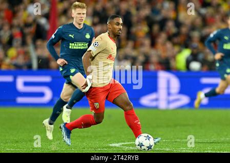Wesley sagte (22) von RC-Objektiven, die während des Spiels der UEFA Champions League 3 in der Gruppe B in der Saison 2023-2024 zwischen Racing Club de Lens und PSV Eindhoven am 24. Oktober 2023 in Lens, Frankreich, gezeigt wurden. (Foto von David Catry / sportpix ) Stockfoto