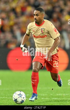 Linse, Frankreich. Oktober 2023. Wesley sagte (22) von RC-Objektiven, die während des Spiels der UEFA Champions League 3 in der Gruppe B in der Saison 2023-2024 zwischen Racing Club de Lens und PSV Eindhoven am 24. Oktober 2023 in Lens, Frankreich, gezeigt wurden. (Foto: David Catry/sportpix) Credit: Sportpix/Alamy Live News Stockfoto
