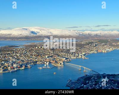 Luftaufnahme von Tromso aus Storsteinen, Troms og Finnmark, Norwegen Stockfoto