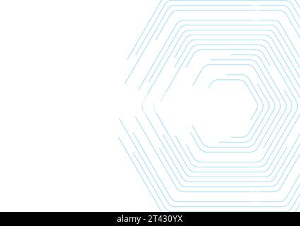 Blaue sechseckige Linien abstrakter futuristischer Technologiehintergrund. Vektordesign Stock Vektor