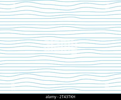 Nahtloses Linienwellenmuster abstrakte Kurven. Einfarbiger Hintergrund mit einfachen Linien. Blaues Vektormuster auf transparentem Hintergrund. Stock Vektor